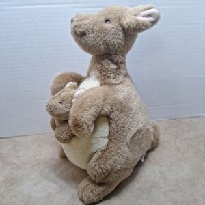 Disney Gund Classic Pooh Mama Kanga and Baby Roo Plush 10" Tan Cream